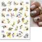 3d Nail Art Decals Elegant White RoyalBlue Roses Flowers Adhesive Sliders Nail Stickers Decoration For Nail Manicure