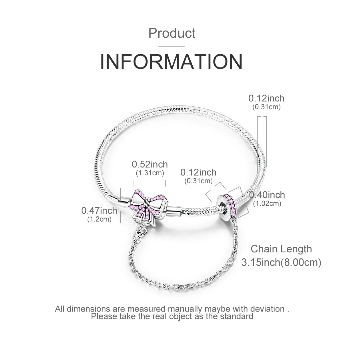 Original 925 Sterling Silver Charm Bracelets Heart Clip Bead Snake Chain Bracelet Fit Charms Beads Diy For Woman Fine Jewelry