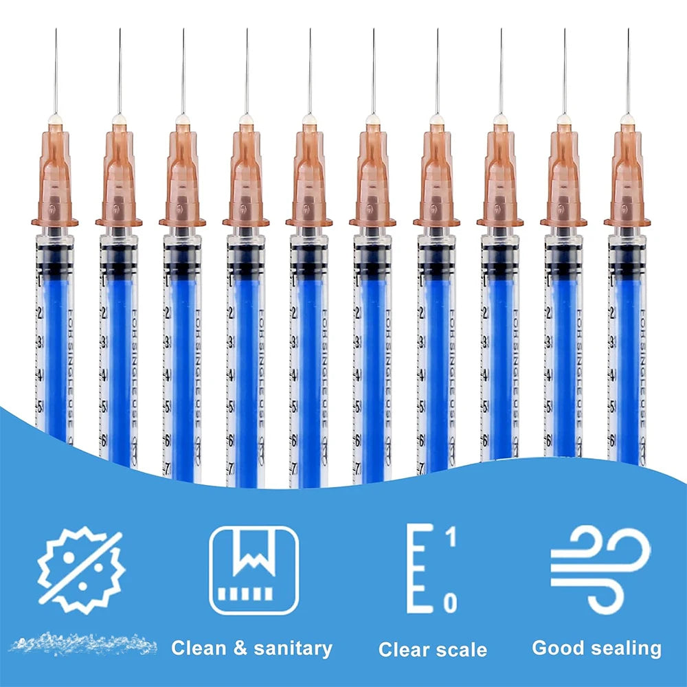 50Pcs/1Pc Disposable 1Ml/Cc Lab Syringe with 1" Needle, Individually Sealed Package