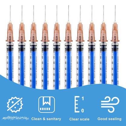 50Pcs/1Pc Disposable 1Ml/Cc Lab Syringe with 1" Needle, Individually Sealed Package
