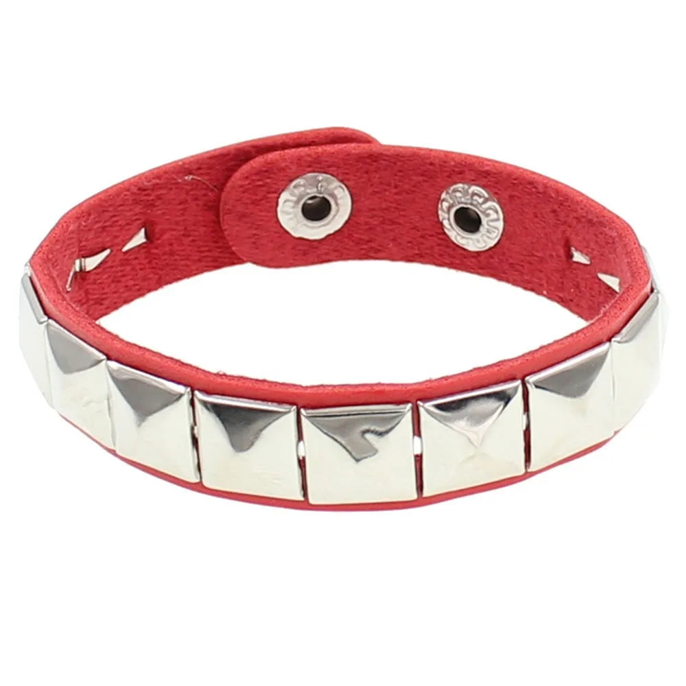 Punk Hip-hop Single Row Square Rivet Bangles Fashion Rock Opening Adjustable Couple Wristband for Women Men Jewelry Accessories
