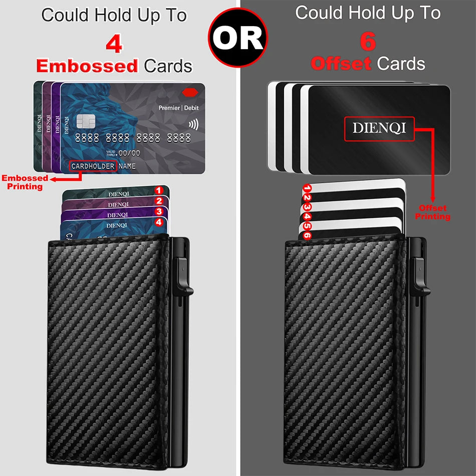Rfid Wallet Credit Card Holder Luxury Business ID Holder Card Slim Pop Up Metal Minimalist Purse Smart Money Bags with Zipper