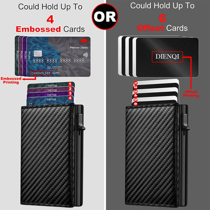 Rfid Wallet Credit Card Holder Luxury Business ID Holder Card Slim Pop Up Metal Minimalist Purse Smart Money Bags with Zipper
