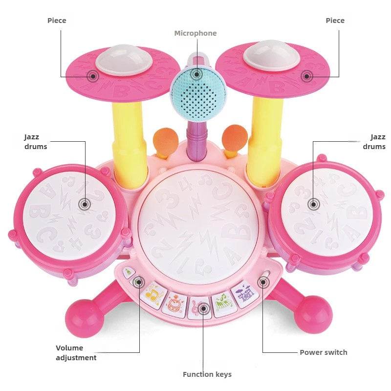 Kids Jazz Drum Set Toddlers Musical Instruments Baby Percussion Educational Learning Toys with Microphone Gifts for Boys Girls