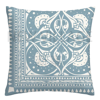Lake blue white geometric linen pillowcase sofa cushion cover home decoration can be customized for you 40x40 45x45 50x50 60x60