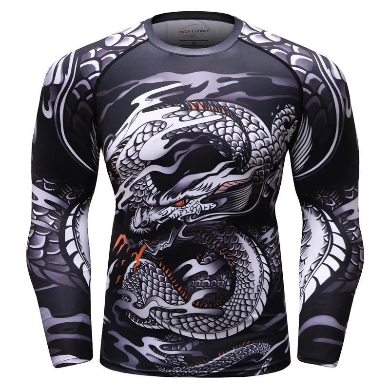 New Men Sports Jiu Jitsu BJJ Suit Gym Fitness Compression Clothes Running Jogging Sport Wear Exercise Workout Rashguard Tights