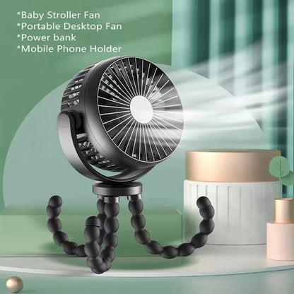 Mini Clip On Fan for Car Seat Crib Baby Stroller Fan Handheld Rechargeable USB Fan Small Cooling Fans Baby Stroller Accessories