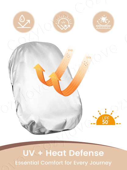 Universal Infant Car  Seat Sun Shade, Covers UV Rays & Reduces Heat for Safer, Cooler Rides — Silver