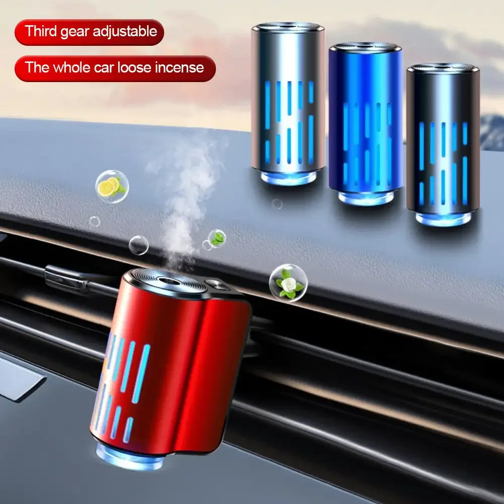 New Car Air Vent Aroma Humidifier Air Diffuser With Atmosphere Light Electric Air Freshener Car Fragrance For Removing Odors