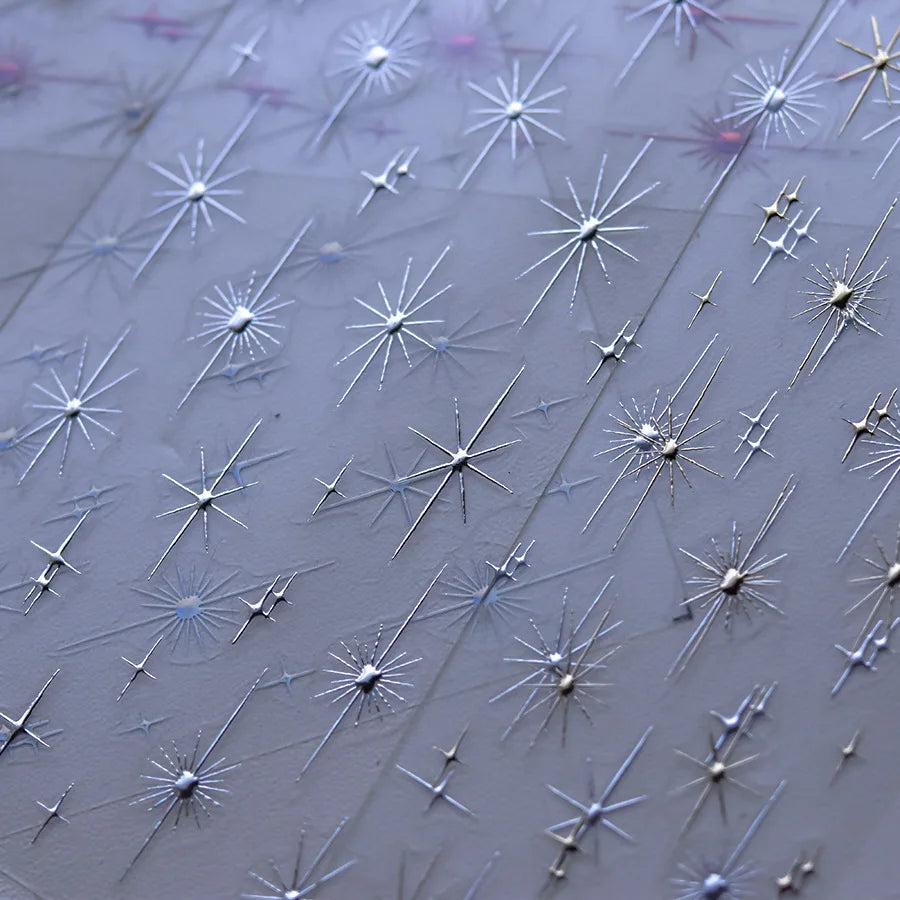 1pcs Sparkle 5D Embossed Star Nail Sticker Metallic Silver Starlight Nail Decals 8*10cm Adhesive Manicure Slider Supplies #Y2K