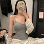 Pure Desire Sexy Lace Splice Strap Vest Women's Inner Wear Slimming Matching Top Trendy Tube Top Cotton Blend Elastic Fiber