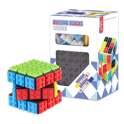 Building Blocks 3D Magic Puzzle Cube 3x3x3 DIY Fidget Toy Brick  puzzle professional smooth speed game children's toy gift
