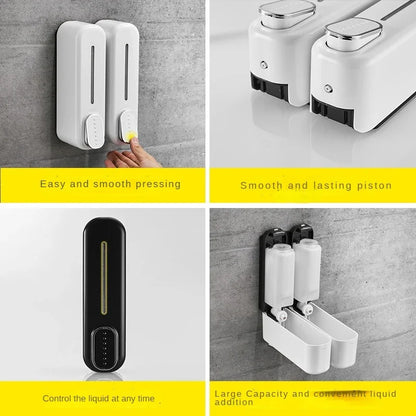 300ml Wall Mount Soap Dispenser Manual Shampoo Shower Gel Dispenser Lotion Container Liquid Hand Soap Dispenser for Bathroom