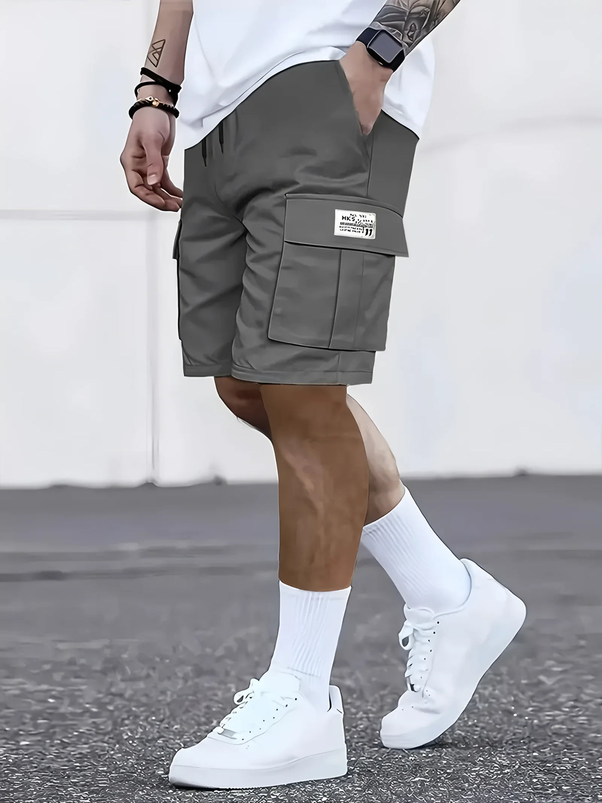 Men's work shorts; summer comfort; multi-pocket; outdoor leisure sport beach pants; elastic waistband