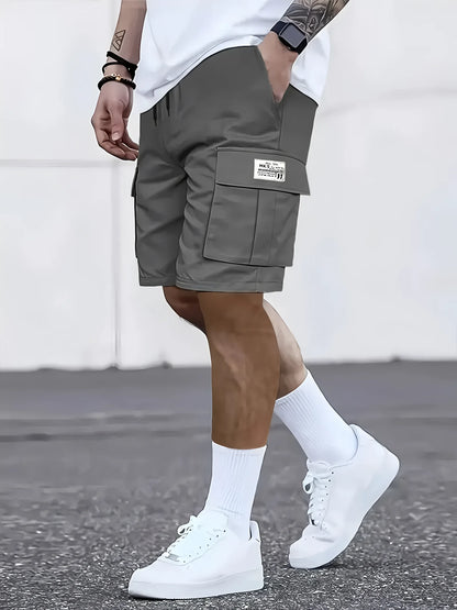 Men's work shorts; summer comfort; multi-pocket; outdoor leisure sport beach pants; elastic waistband