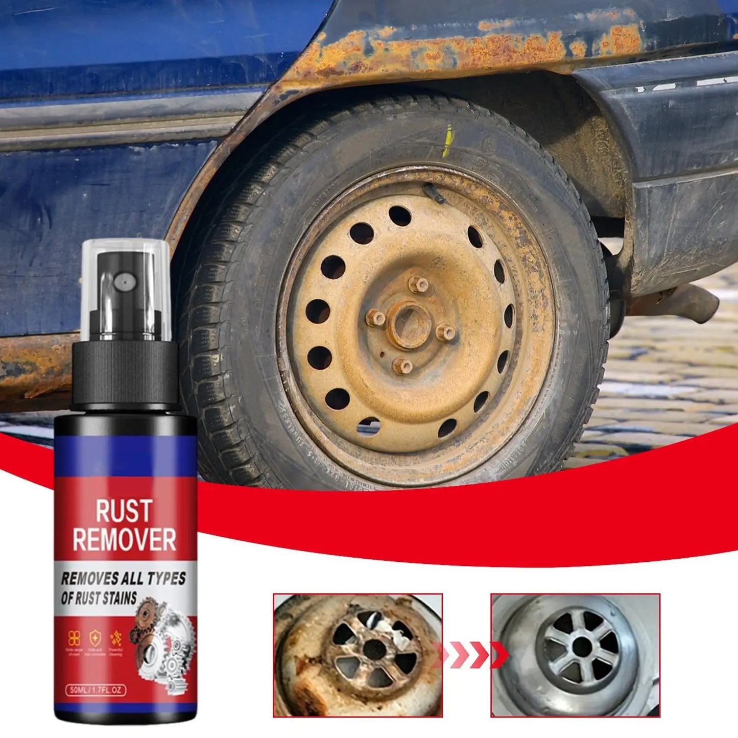 Car Metal Rust Removal Spray Car Maintenance Cleaning Rust Dissolver Auto Polishing Care Rust Cleaning Spray for Car Detailing