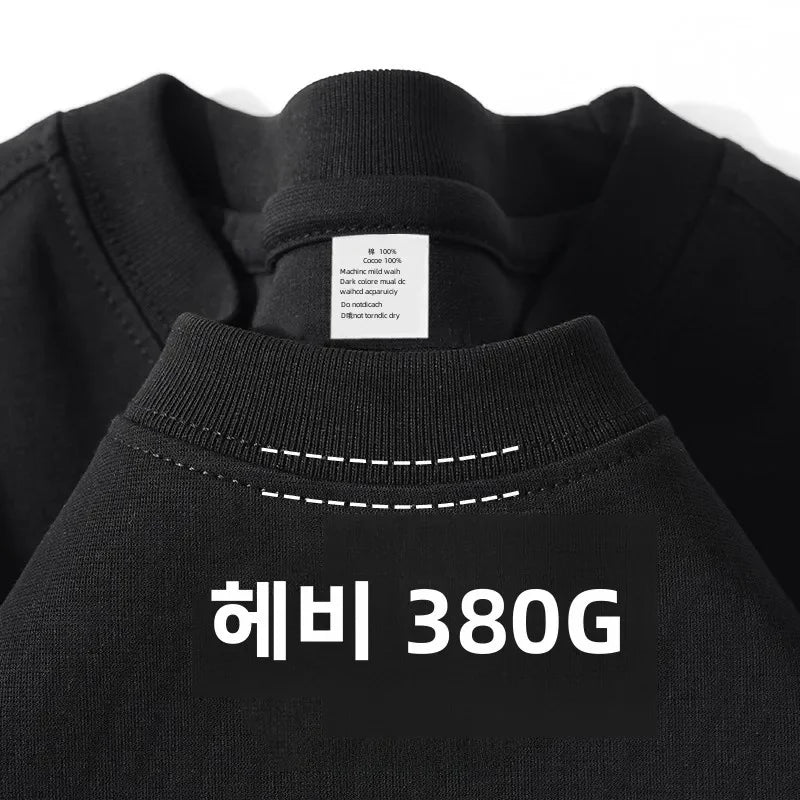 300g Cotton T Shirts Men Short Sleeved Heavyweight Summer Round Neck Loose Breathable Shirt for Men Women Basic Tee