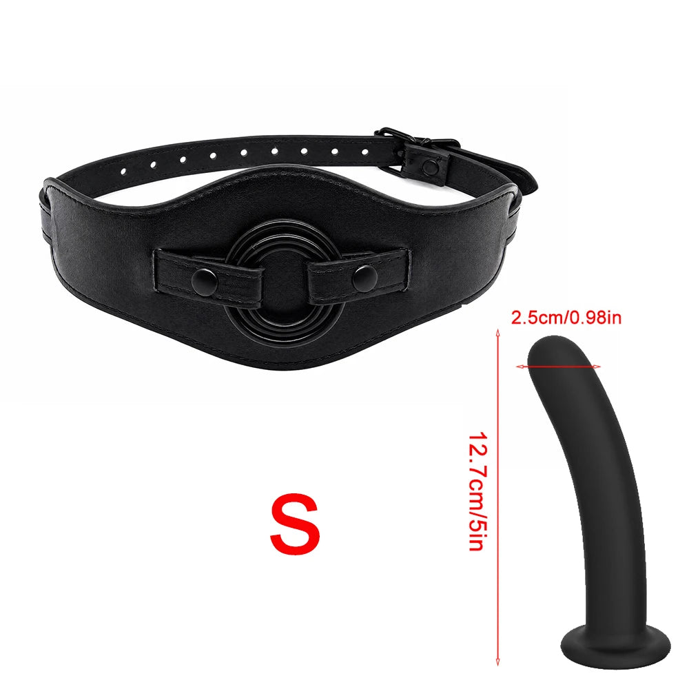 Sex toy SM leather with three-ring strap adjustable unisex private toy female penis