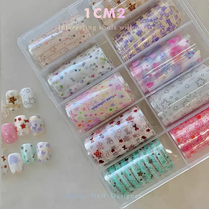 10Rolls Lacce Flower  Nail Foils Transfer Paper  Nail Art Stickers  Manicure Set Decal  Nails Decoration