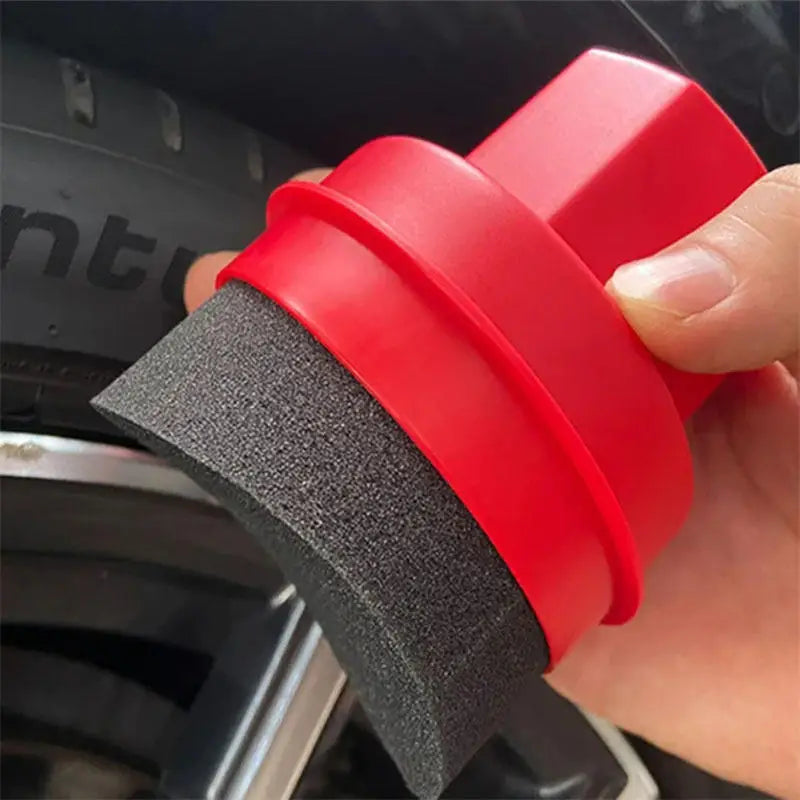 Flat Mouth Curved Regular Handheld Sponge Brush With Cover Car Tire Polishing And Waxing Sponge Portable Tire Cleaning Tools