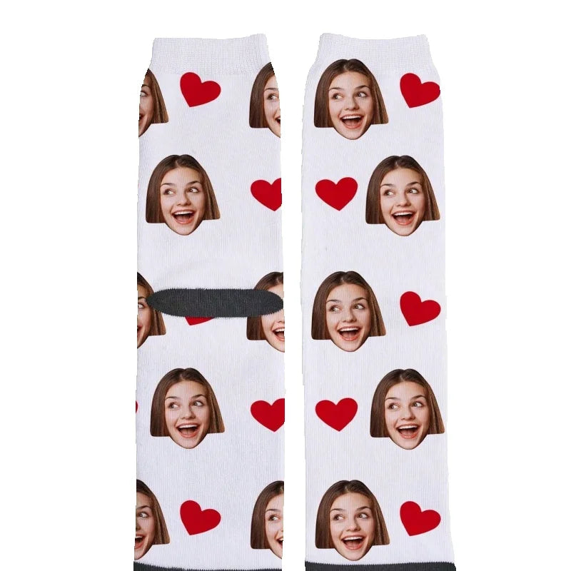 Custom Face Socks Personalized Photo Socks Customizable Funny Socks with Your Picture Two Sizes Available Unique Gift for Couple