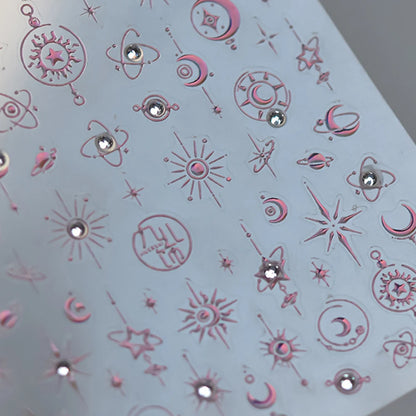 Grid Patterned Star Bowknot Cherry Polka Dot Line Colorful Geometric Five-pointed Star Adhesive Nail Art Sticker Manicure Decal