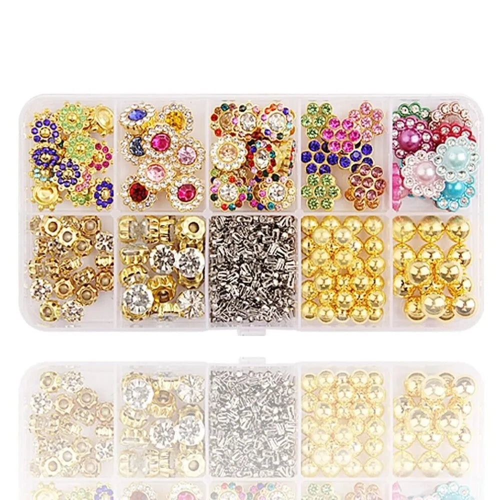 Hand Press Beads Pearl Rivet Set Circular/Irregular Shape Multi-color DIY Jewelry Making Kit with Beads Screw Heads Loose Beads