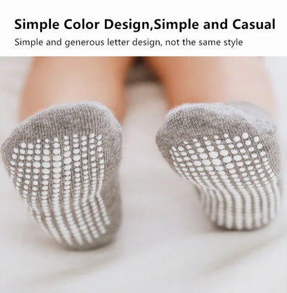 6 Pairs/Lot Cotton Baby Anti-slip Boat Socks For Boys Girls Low Cut Floor Kids Toddler Sock With Rubber Grips For 0-1Years