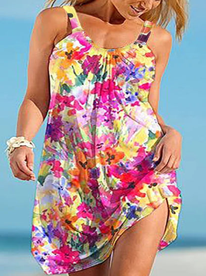 Plus Size Floral Print Cami Dress Stylish & Comfortable Lightweight Sleeveless Dress for Spring & Summer  Perfect Womens Plu