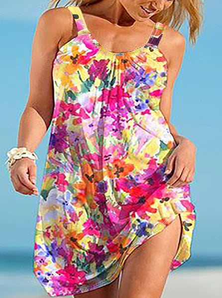 Plus Size Floral Print Cami Dress Stylish & Comfortable Lightweight Sleeveless Dress for Spring & Summer  Perfect Womens Plu