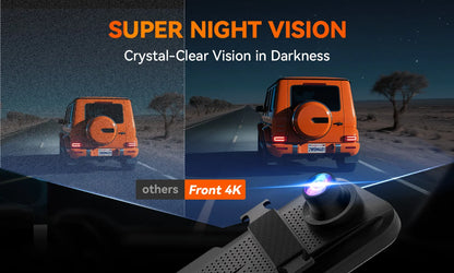 WOLFBOX M40 Dash Cam 4K+1080P With Voice Control ADAS Built in 5GHZ WI-FI and GPS Video Recorder Front and Rear Dash Camera