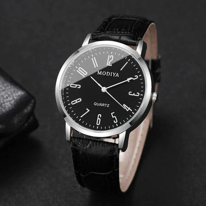 3PCS/Set Fashio Arabic Dial Men Business Watches Casual Leather Strap Quartz Wristwatches Reloj Hombre（Without Box）