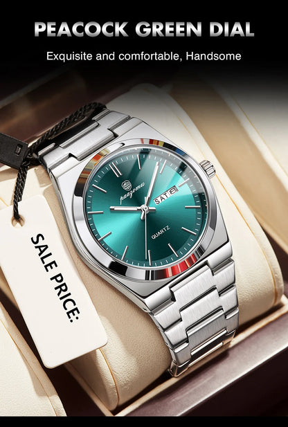 PAAZOMU Fashion Men's Quartz Watch Stainless Steel Waterproof Luminous Man Watch Chronograph Date Multifunction Watches For Men