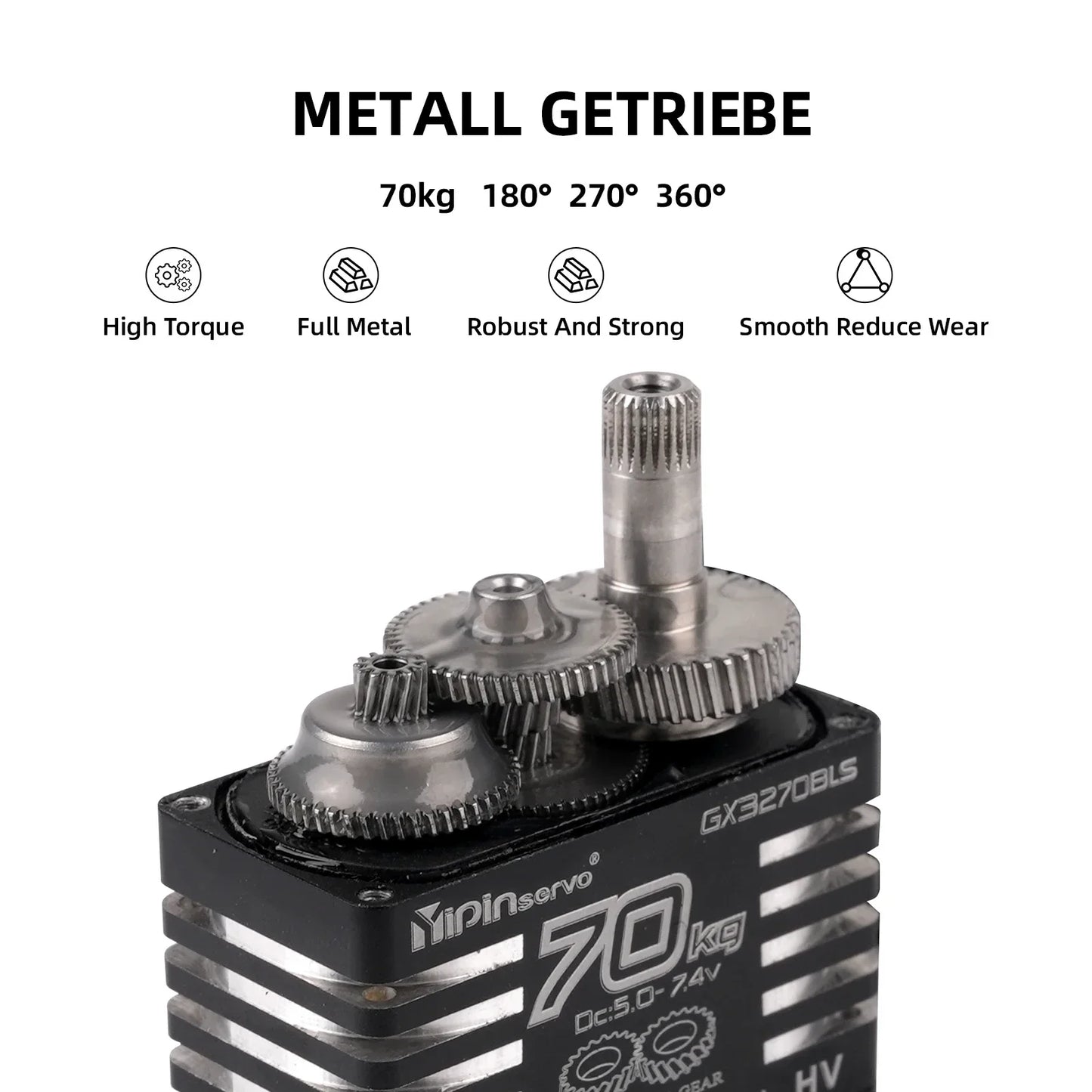 70kg Digital Servos Large Torque Magnetic Induct 8.4v Brushless Motor IP68 Steel Helical Gear For 1/8 1/10 Remote RC Car Robot