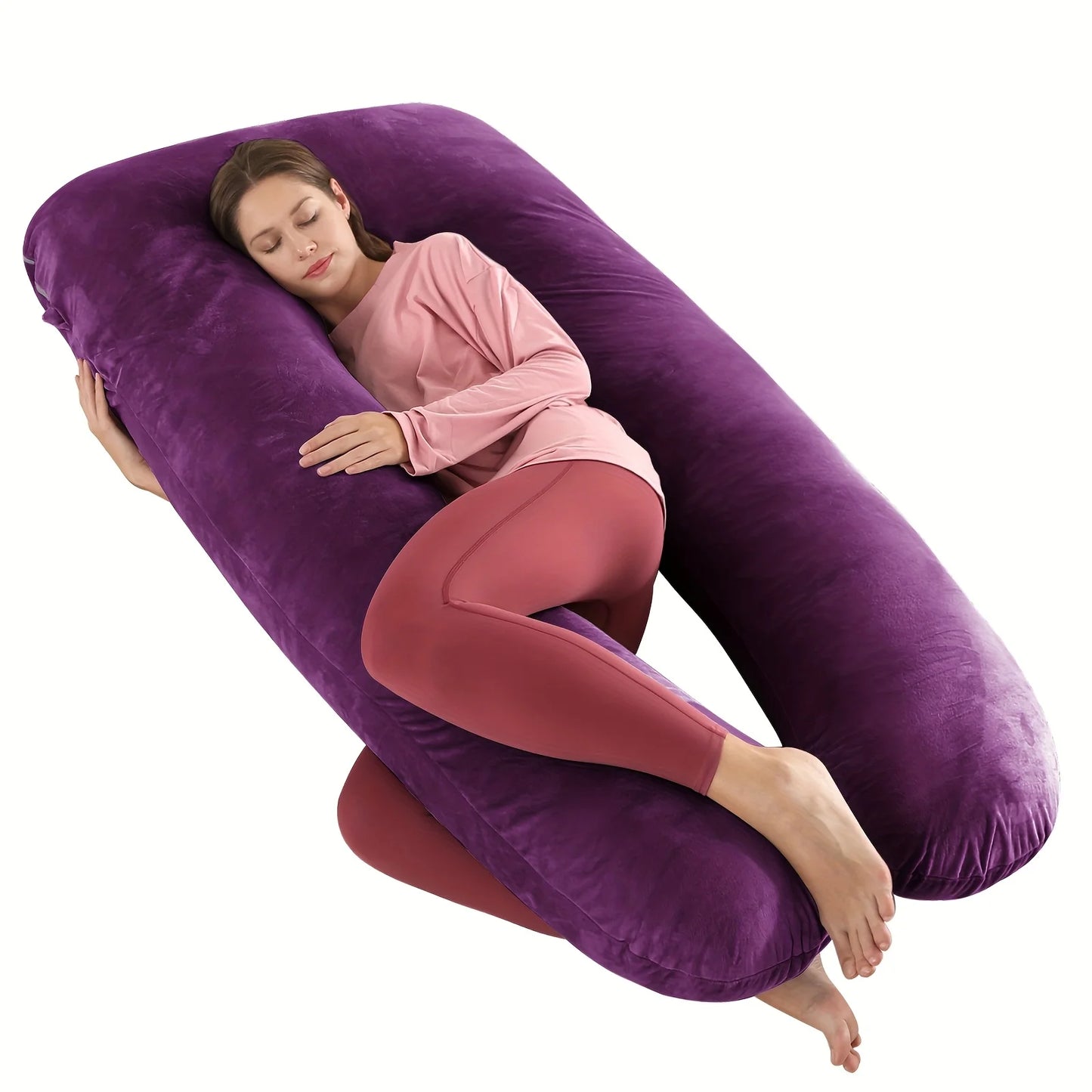 Ergonomic U Shape Pillow for Neck and Back Support, Maternity Pregnancy Body Pillow, Office Travel Sleeping Cushion for Adults