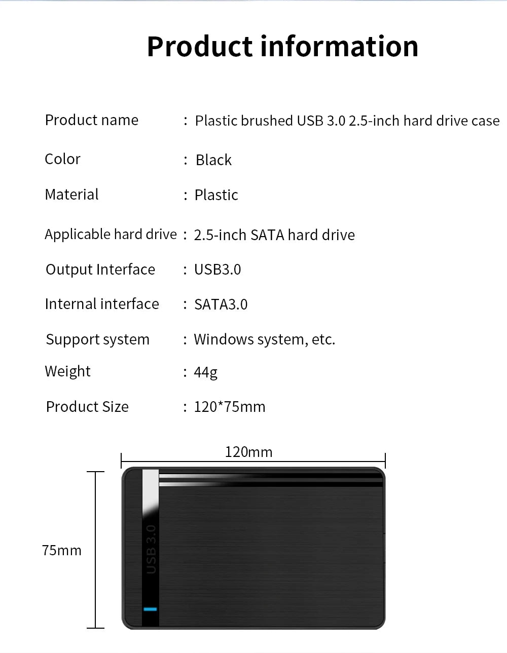 2.5" HDD Enclosure SATA to USB 3.0 External Mobile Hard Drive Case for Laptop PC 5Gbps Speed Enclosure SATA SSD HDD Storage Case