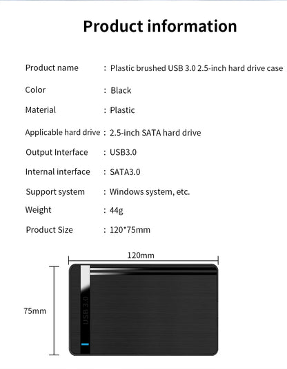 2.5" HDD Enclosure SATA to USB 3.0 External Mobile Hard Drive Case for Laptop PC 5Gbps Speed Enclosure SATA SSD HDD Storage Case