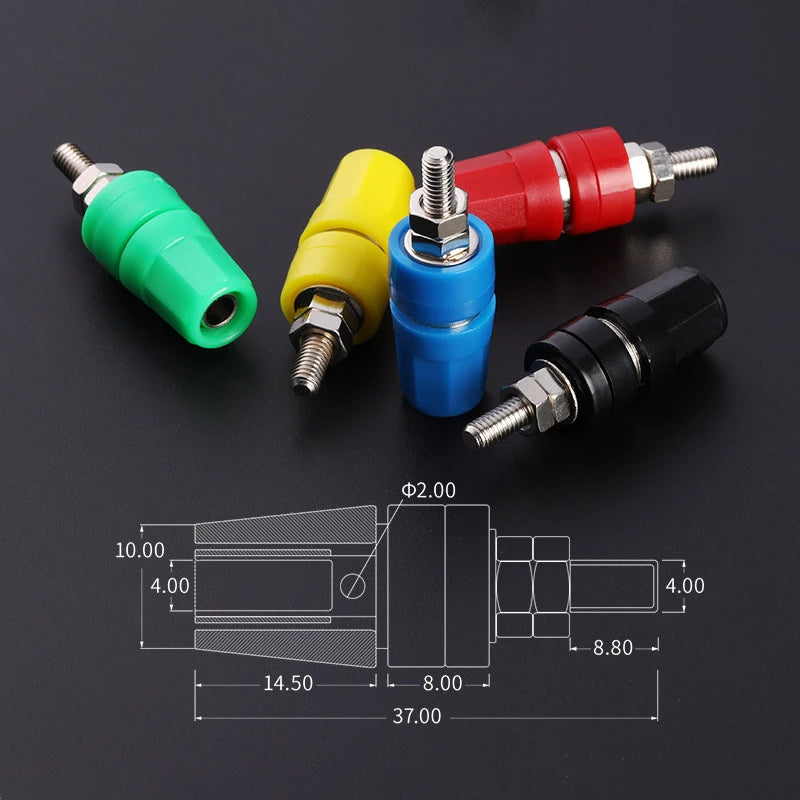 5/10Pcs M4*36 Pure Copper Terminal 4mm Banana Jack Socket 20A Binding Post Banana Plug Connector M4X36