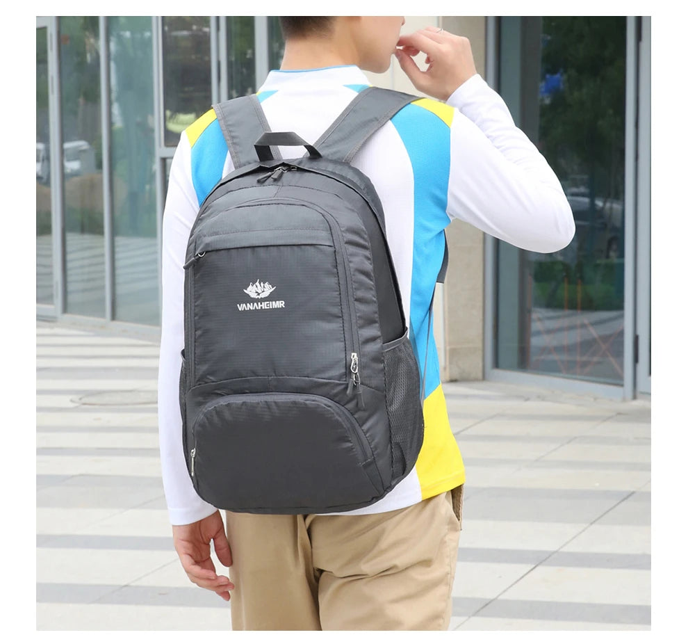 23L Packable Backpack Foldable Ultra Light Outdoor Duffle Bag Big Folding Knapsack Hiking Travel Rucksack Mountaineering Daypack