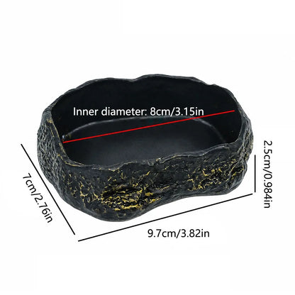 Multi-functional Reptile Feeding Bowl Multicolor Tree Stump Shape Crawler Water Basin Faux Stone Leak Proof