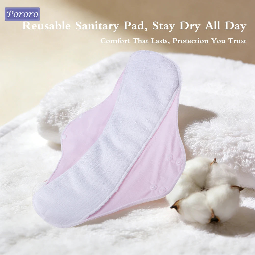 3pcs Reusable Sanitary Pads Cotton Yarn Washable Period Pads High Absorbency Leak-Proof Protection Skin-Friendly for Daily Use