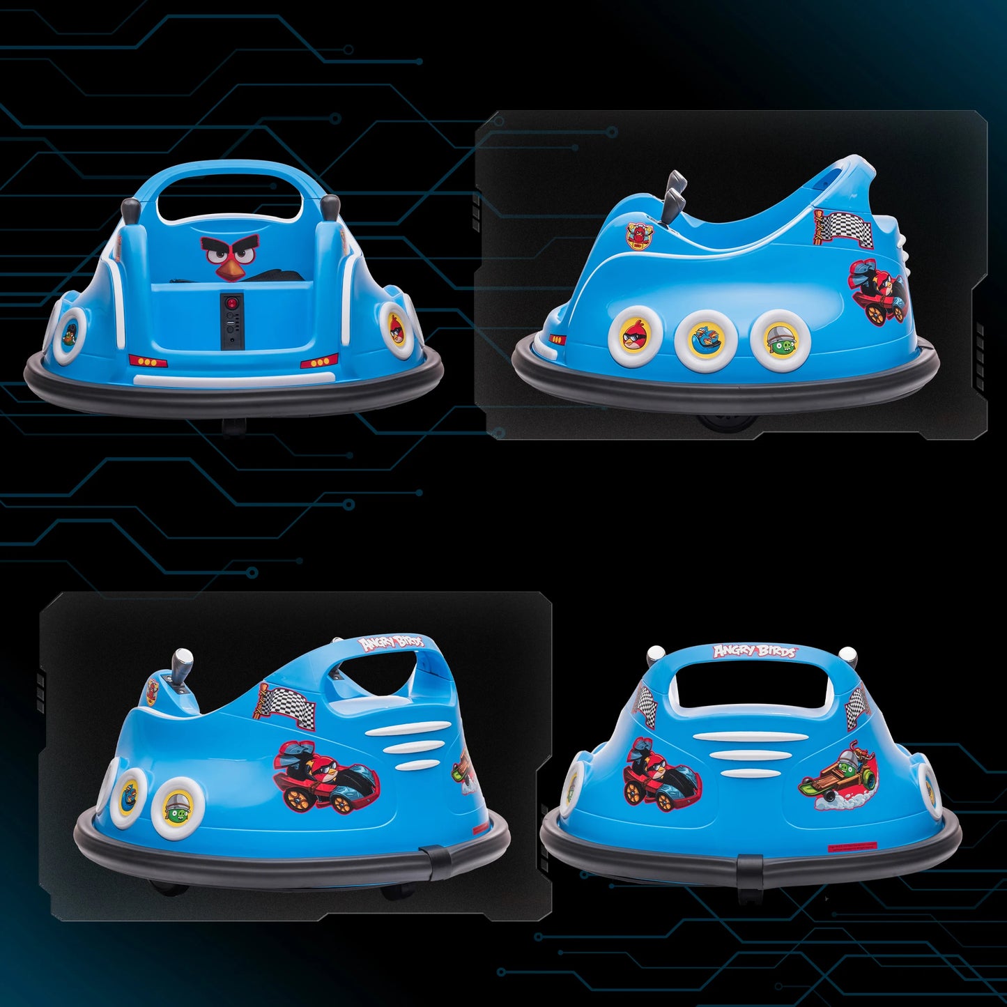 12V licensed Angry Bird electric bumper car for children, 360° rotating car, 73x73x44 cm, blue