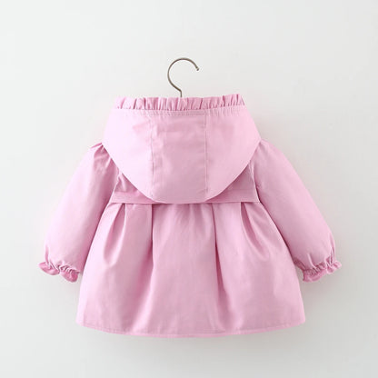 Baby Girl'S Winter Cute Solid Color Girl'S Jacket Sweet Beauty Baby Floral Hooded Jacket Long Sleeved Jacket (0-3 Years Old)