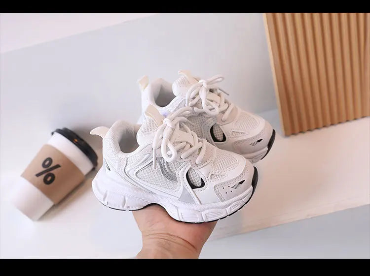 Kids Casual Sports Shoes with Thick Soles Boys Girls Fashion Versatile Sneakers 2024 New Children Mesh Breathable Running Shoes
