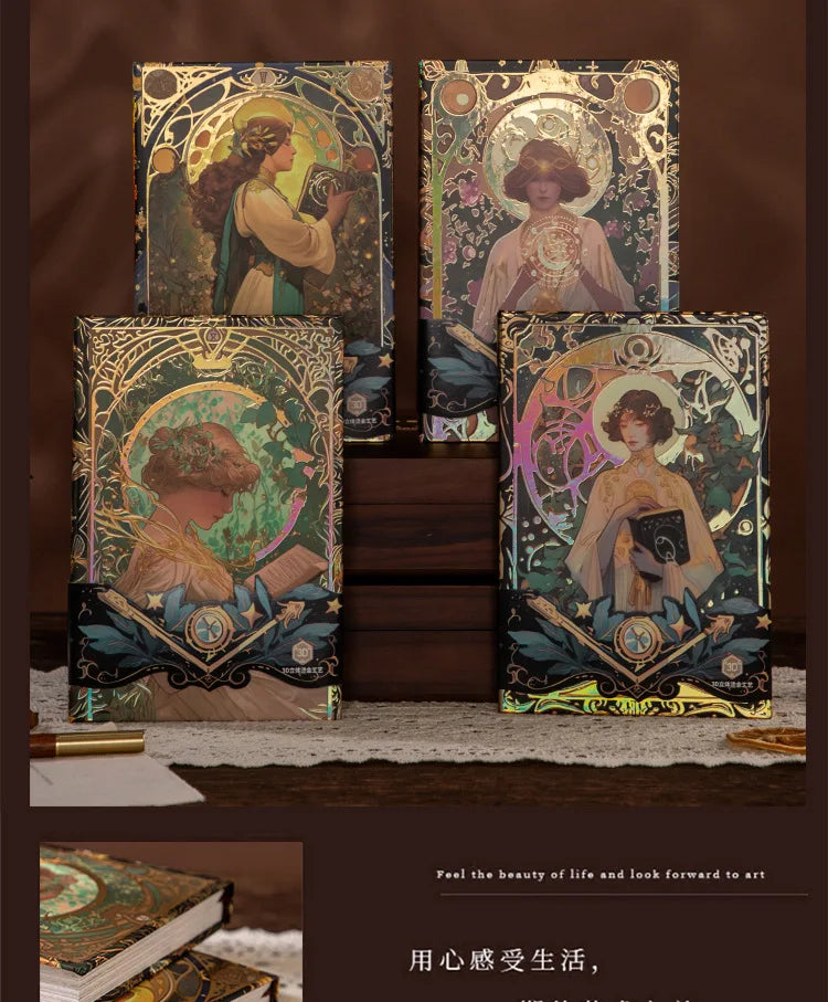Renaissance A5 Notebook,Oil Painting Hardcover Illustrations,Full-Color Handbook,128 Sheets/Book,100GSM,Professional Handbook