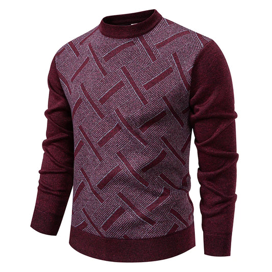 New Sweater Men Casual Knitted Pullover Solid Color Warm Regular Fit Round Neck Sweater Pullovers Mens Sweatwear