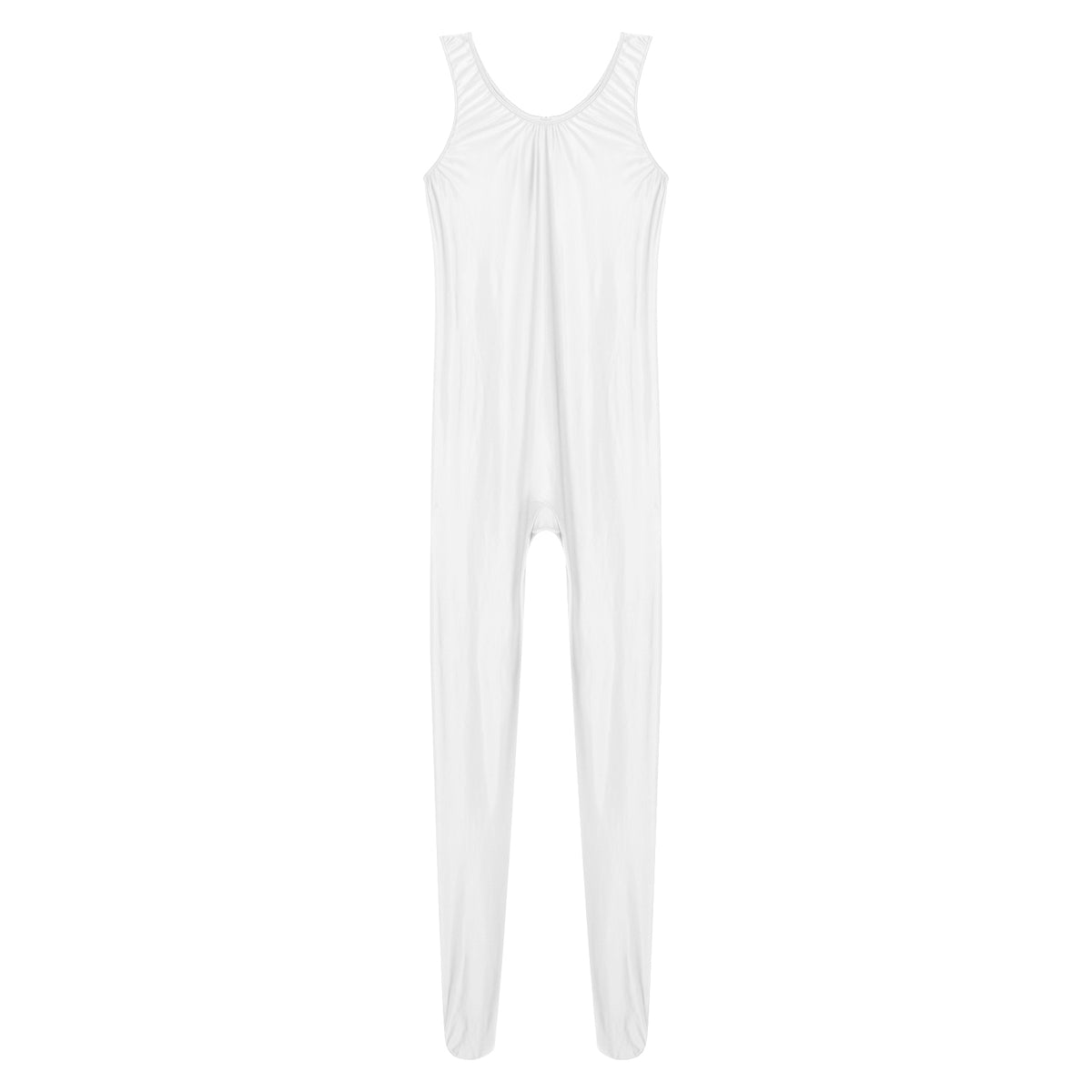 Women's Sleeveless Full Body Bodysuit Glossy Jumpsuit Gymnastics Fitness Swimming Leotard Pole Dance Costume Clubwear Lingerie