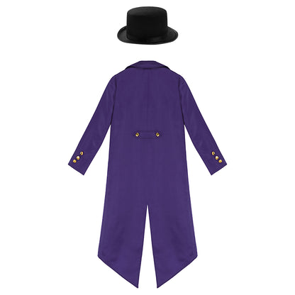 Kids Boys Vintage Steampunk Tailcoat Jacket Halloween Costume Gothic Medieval Clothes Court Uniform Magician Ringmaster Cosplay