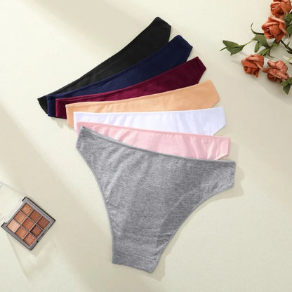 4PCS/SET Seamless Cotton Panties Women Sexy Low Waist Briefs Solid Color Breathable Female Underwear Soft  Comfortable Intimates