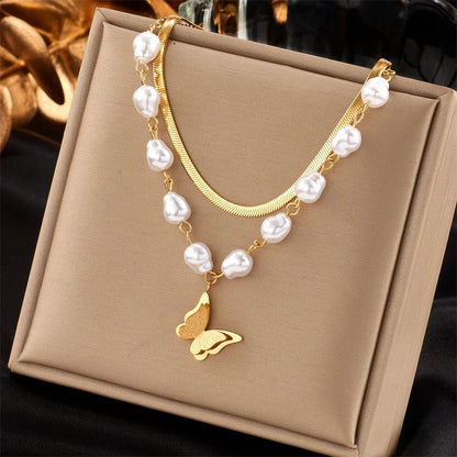 XIYANIKE 316L Stainless Steel Necklace for Women Gold Color New Trends Exquisite Chic Charming Birthday Fashion Jewelry Collier